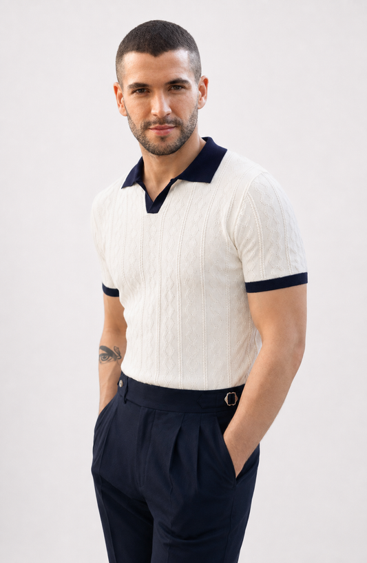 Portofino Contrast Knit Polo Jovera Joyce
