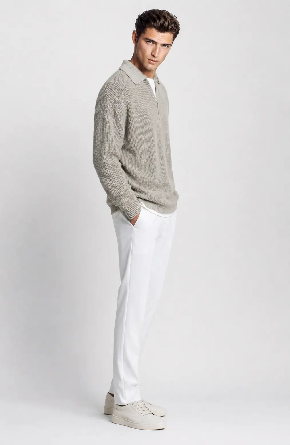 Jovera Joyce Élan Ribbed Zip-Collar Knit Pullover Jovera Joyce