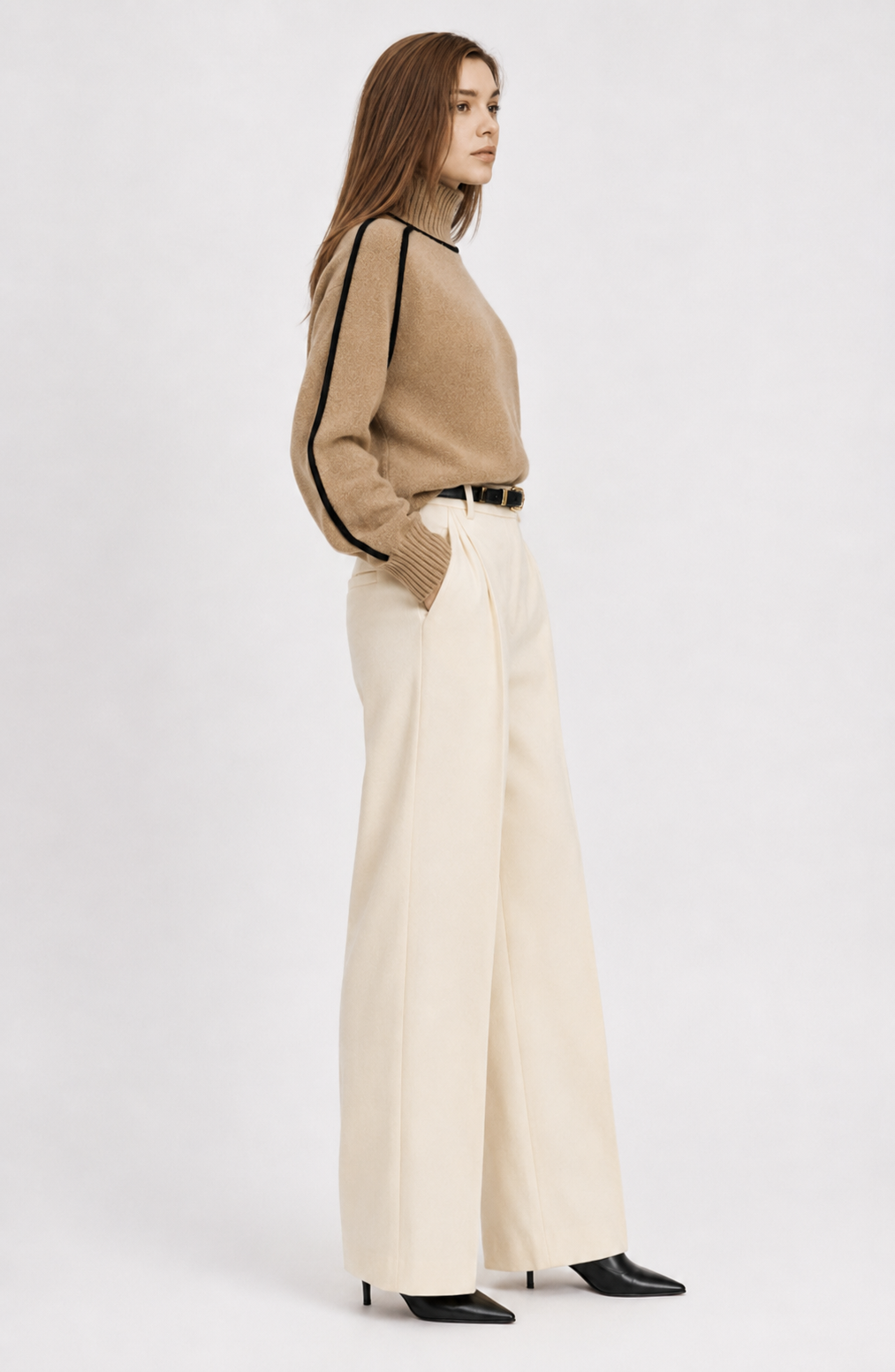 Contrast High Neck Raglan Lantern Sleeve Sweater For Women Jovera Joyce