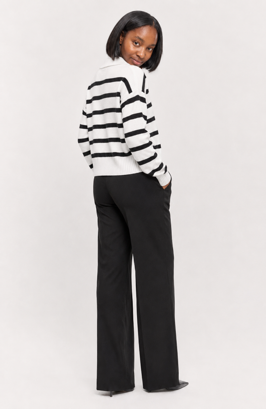 Riviera Striped Polo Knit Sweater Jovera Joyce
