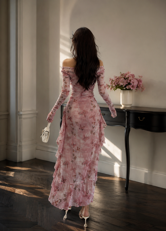 Rosé Elysee Asymmetry Dress Jovera Joyce