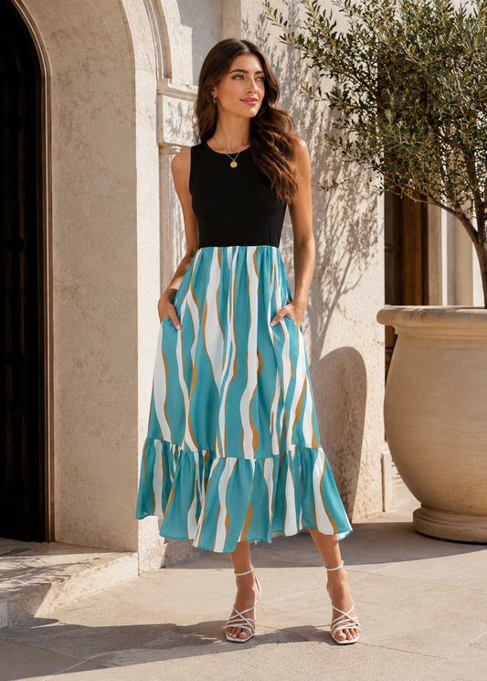 Riviera Waves Midi Dress Jovera Joyce
