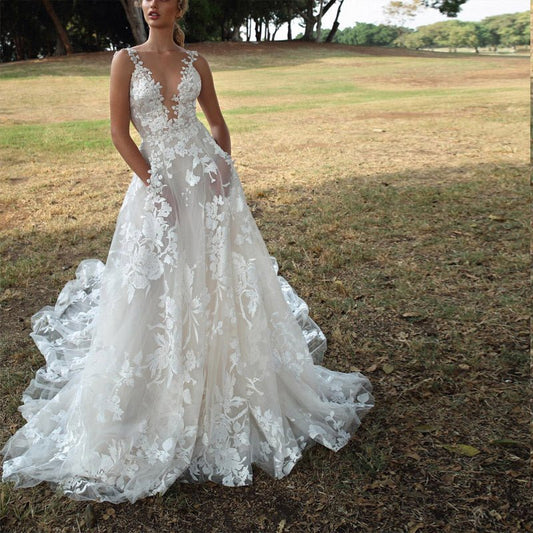 Bride Sexy Suspenders Wedding Evening Dress - Jovera Joyce