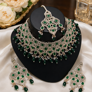 High Quality Latest Designed Gold Plated Brass Zircon Kundan Ethnic Engagement Wedding Anniversary Party Gift Jewelry Set Choker Jovera Joyce