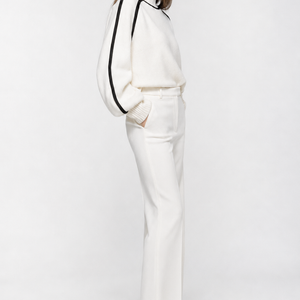Contrast High Neck Raglan Lantern Sleeve Sweater For Women Jovera Joyce