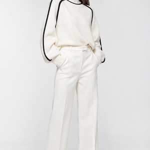 Contrast High Neck Raglan Lantern Sleeve Sweater For Women Jovera Joyce