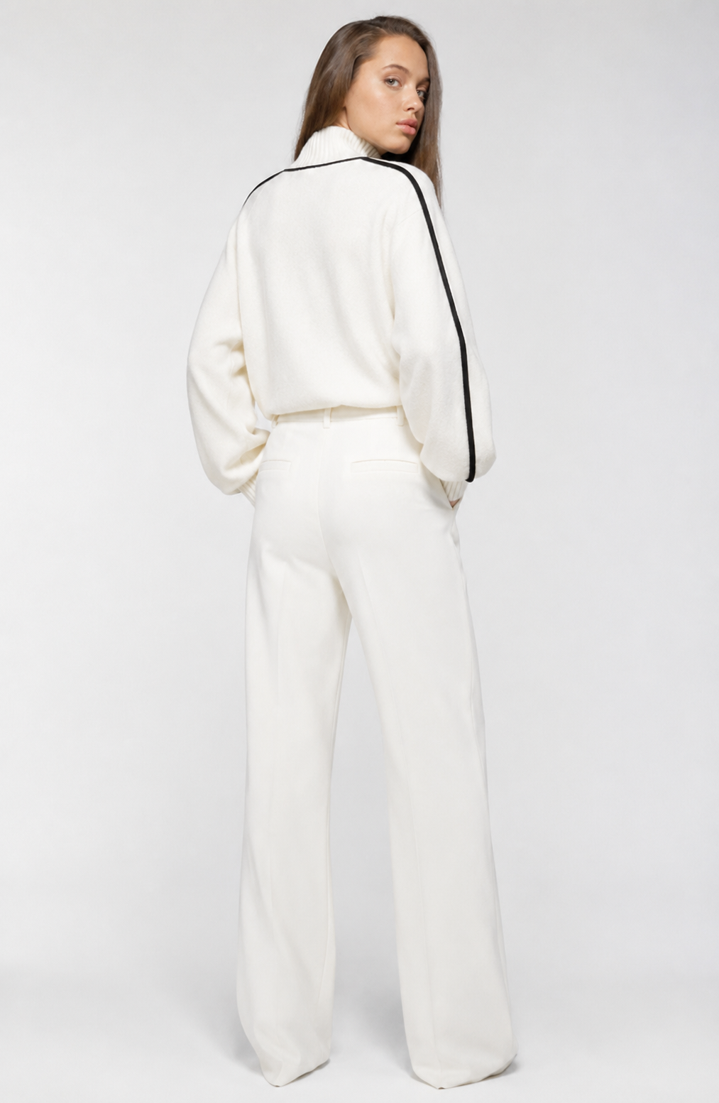 Contrast High Neck Raglan Lantern Sleeve Sweater For Women Jovera Joyce