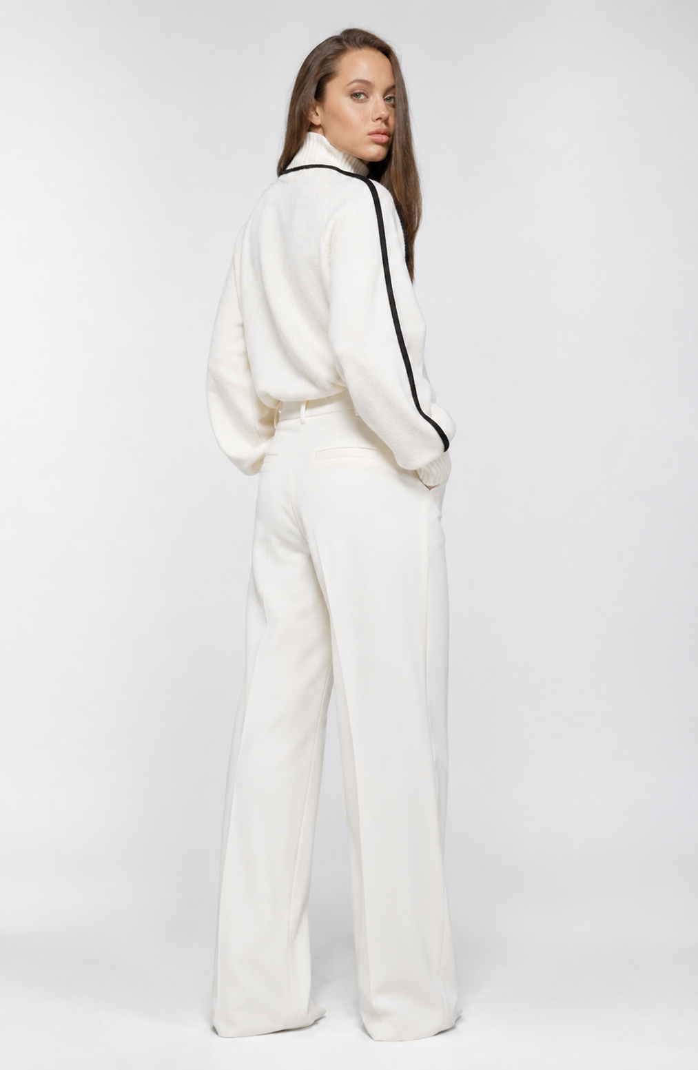 Contrast High Neck Raglan Lantern Sleeve Sweater For Women Jovera Joyce