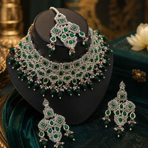 High Quality Latest Designed Gold Plated Brass Zircon Kundan Ethnic Engagement Wedding Anniversary Party Gift Jewelry Set Choker Jovera Joyce