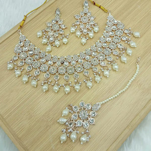 Luxury High Quality Indian Vintage Gold Plated Pearl Kundan Choker Necklace Set Earrings Maang Tikka Latest Party Engagement Jovera Joyce