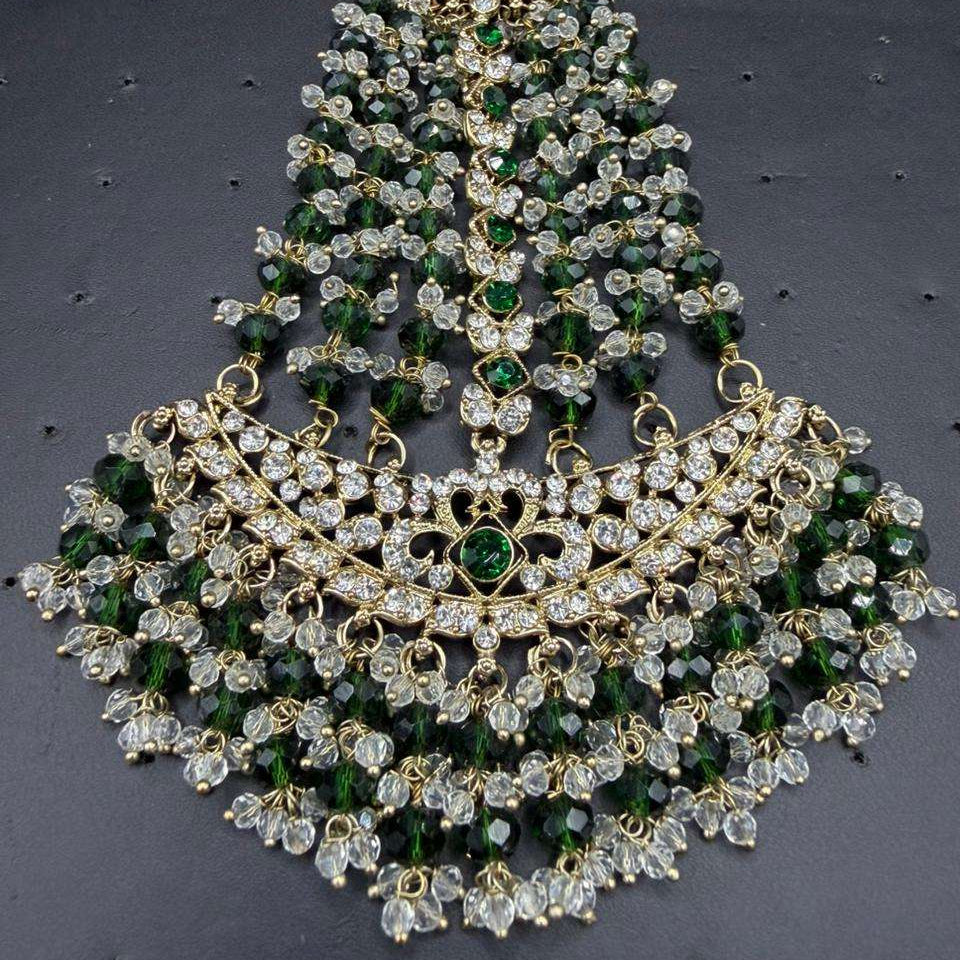 Jovera Joyce Emerald Green Stone Gold Plated Royal Heritage Bridal Jewelry Set Jovera Joyce