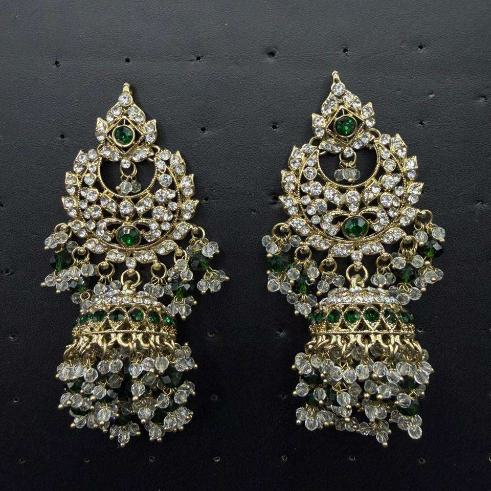 Jovera Joyce Emerald Green Stone Gold Plated Royal Heritage Bridal Jewelry Set Jovera Joyce