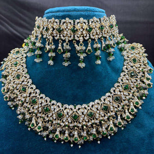 Jovera Joyce Emerald Green Stone Gold Plated Royal Heritage Bridal Jewelry Set Jovera Joyce
