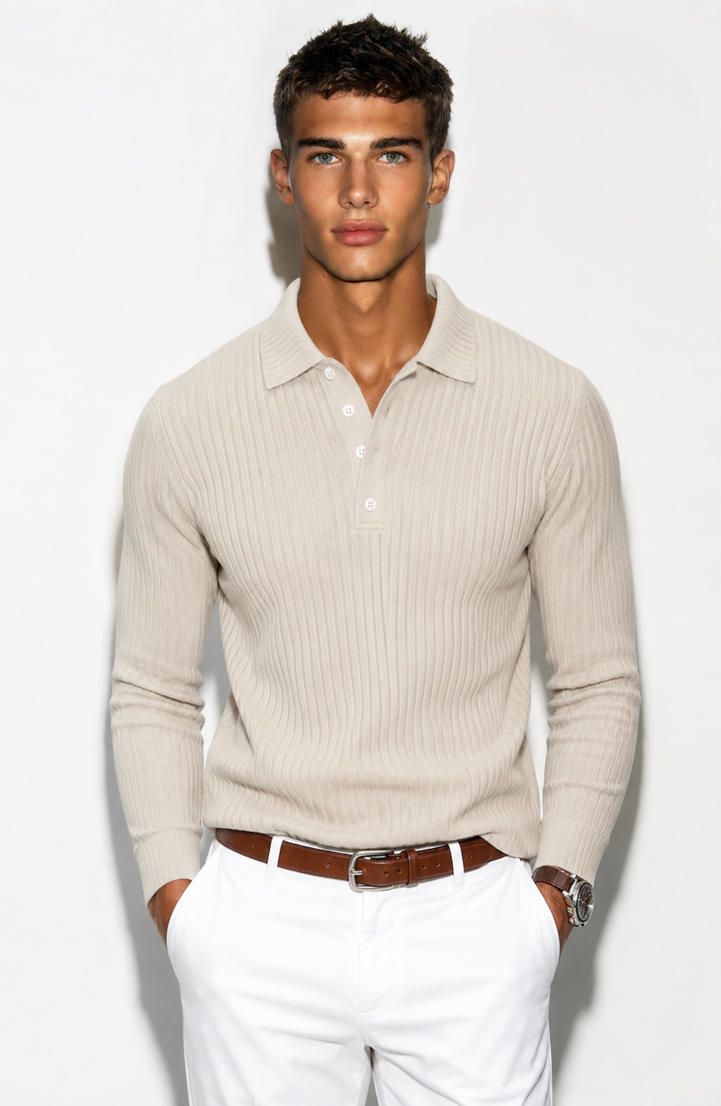 Luxury Men’s Knit Polo | Long-Sleeve Fashion Essential Jovera Joyce