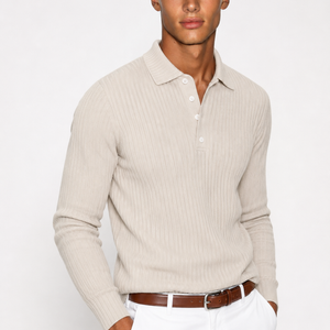 Luxury Men’s Knit Polo | Long-Sleeve Fashion Essential Jovera Joyce