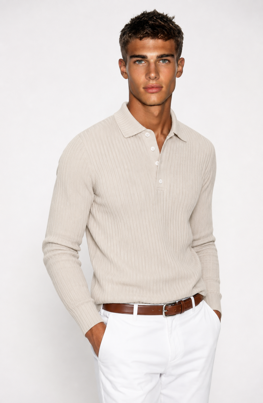 Luxury Men’s Knit Polo | Long-Sleeve Fashion Essential Jovera Joyce