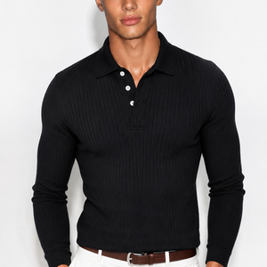 Luxury Men’s Knit Polo | Long-Sleeve Fashion Essential Jovera Joyce