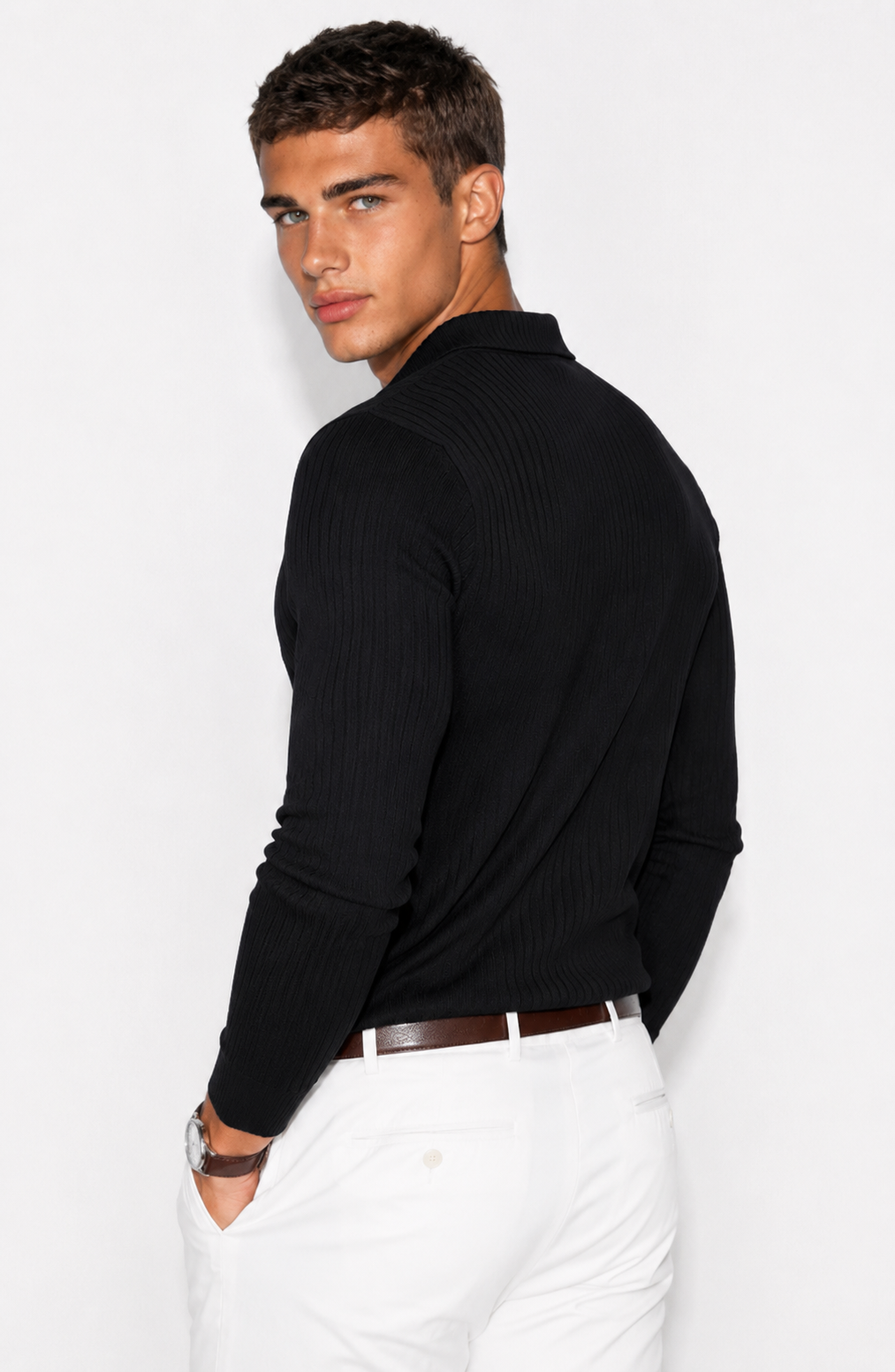 Luxury Men’s Knit Polo | Long-Sleeve Fashion Essential Jovera Joyce