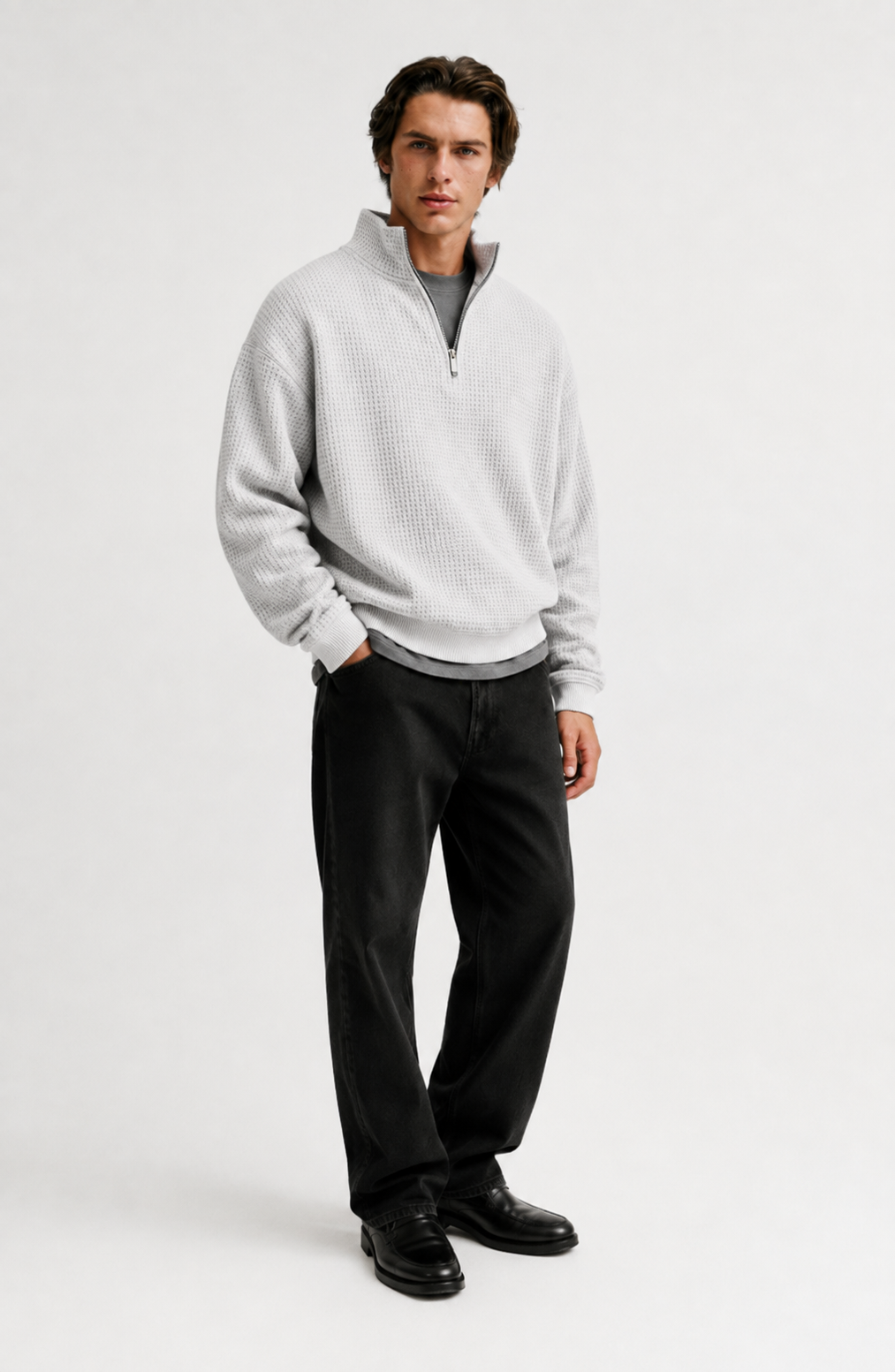 Lucerne Textured Quarter-Zip Pullover Jovera Joyce