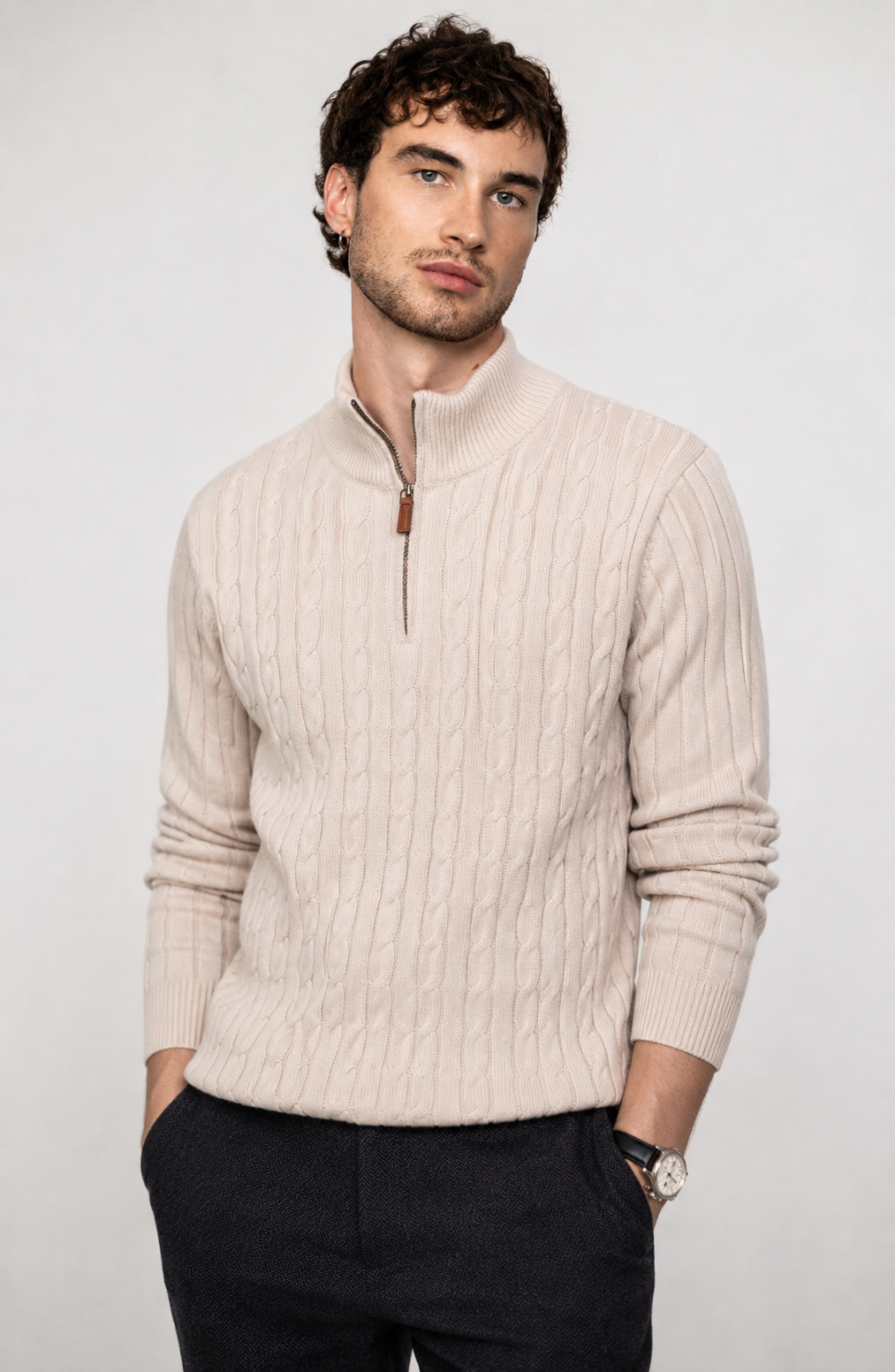 Genève Cable-Knit Quarter-Zip Sweater Jovera Joyce