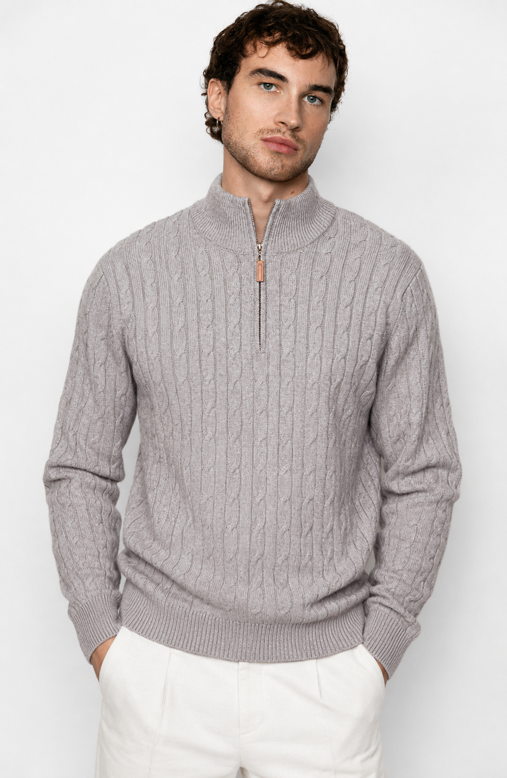 Genève Cable-Knit Quarter-Zip Sweater Jovera Joyce