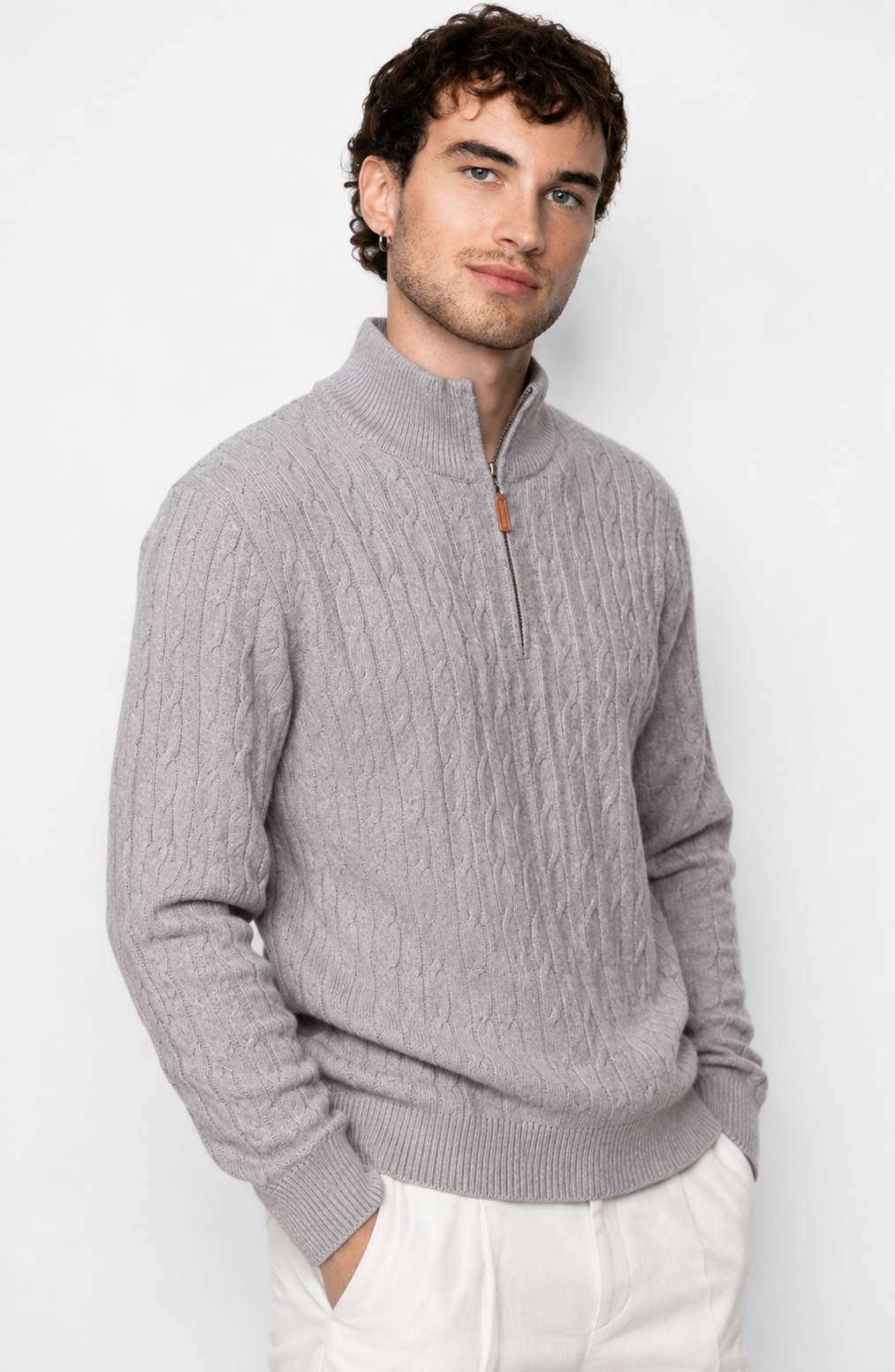 Genève Cable-Knit Quarter-Zip Sweater Jovera Joyce