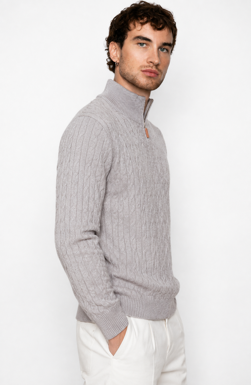 Genève Cable-Knit Quarter-Zip Sweater Jovera Joyce