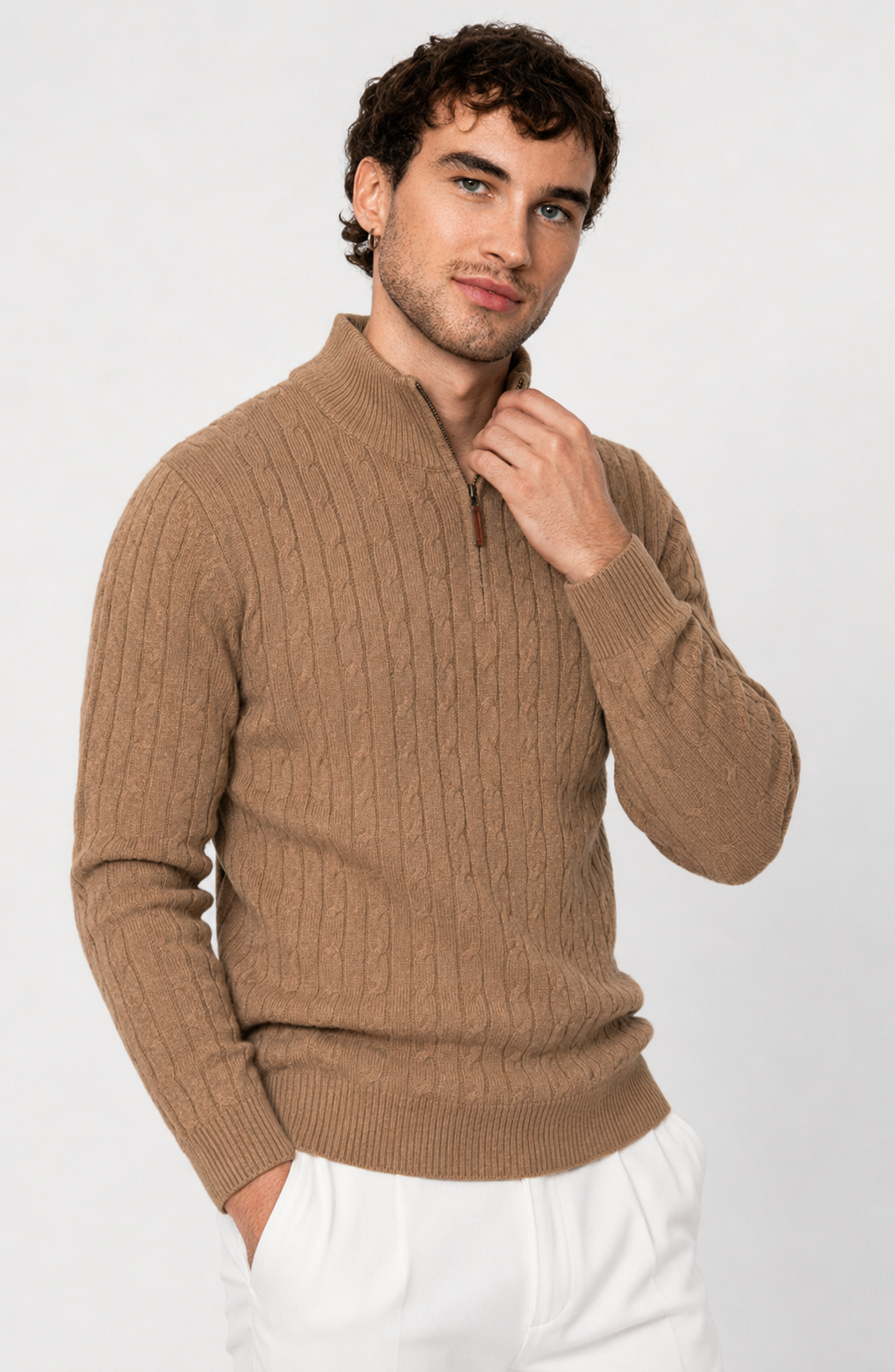 Genève Cable-Knit Quarter-Zip Sweater Jovera Joyce