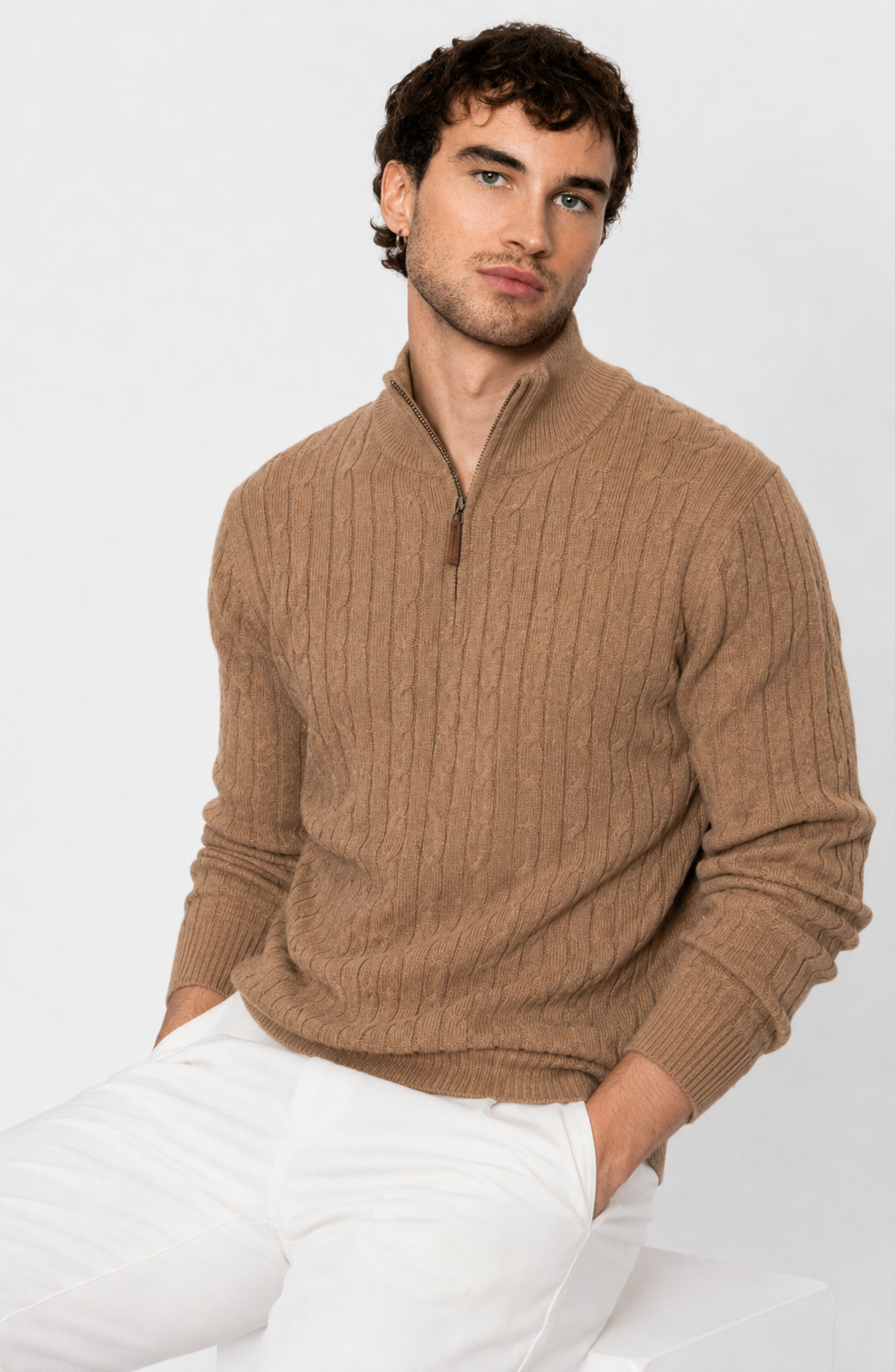 Genève Cable-Knit Quarter-Zip Sweater Jovera Joyce