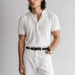 Riviera Fine-Knit Henley Shirt Jovera Joyce