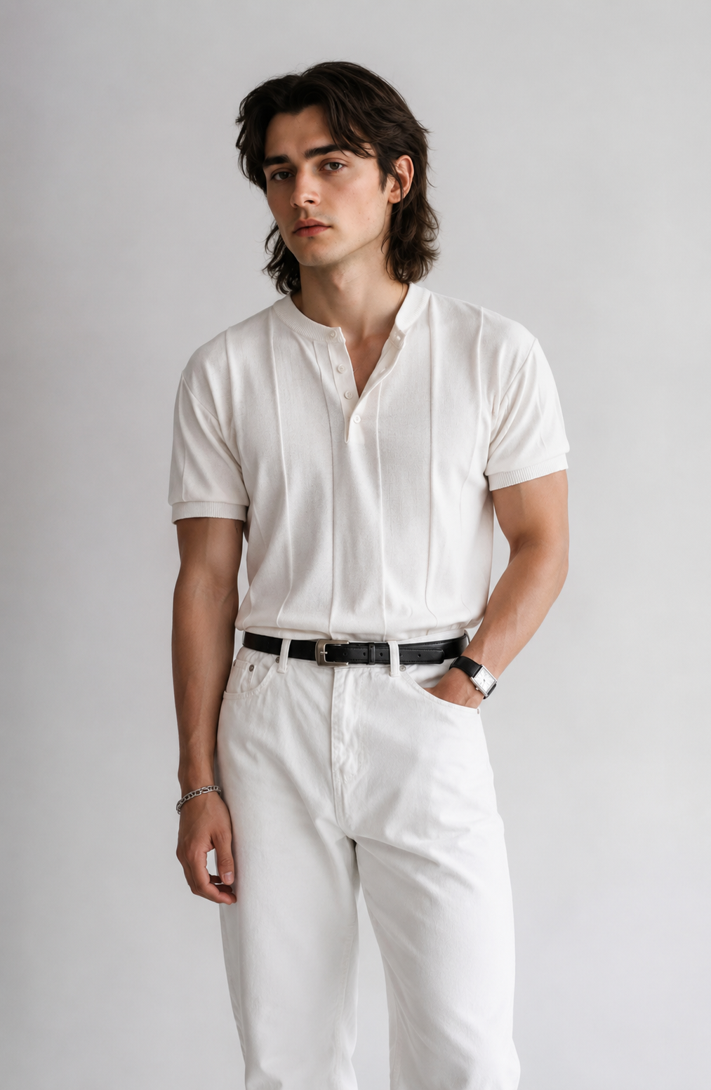 Riviera Fine-Knit Henley Shirt Jovera Joyce