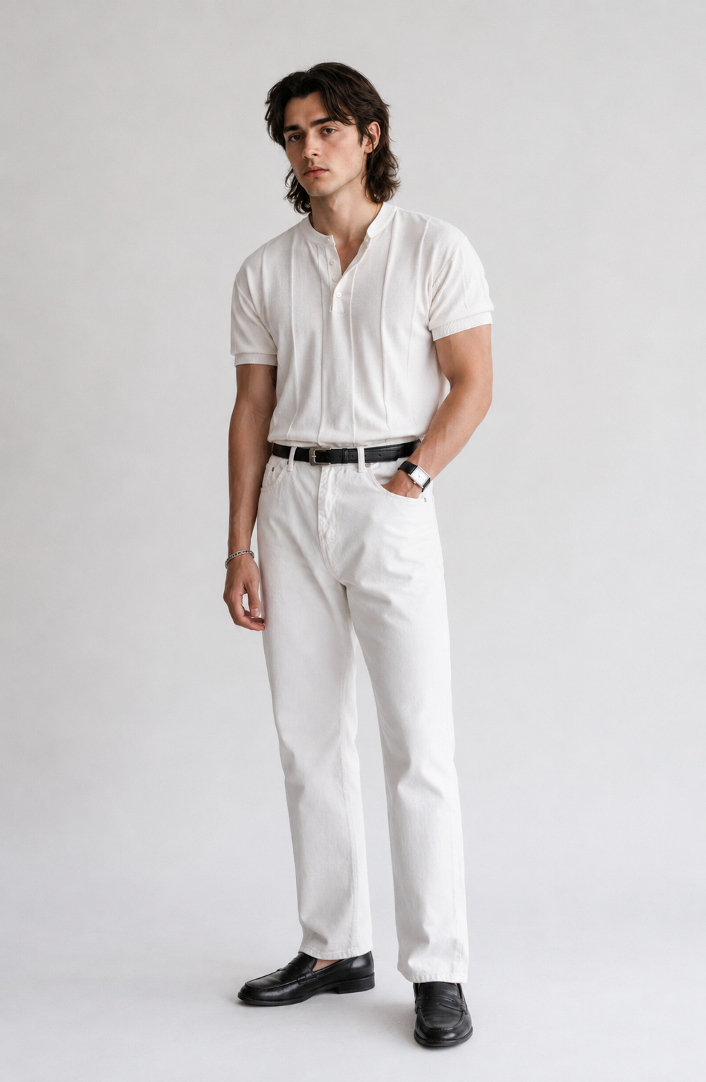 Riviera Fine-Knit Henley Shirt Jovera Joyce