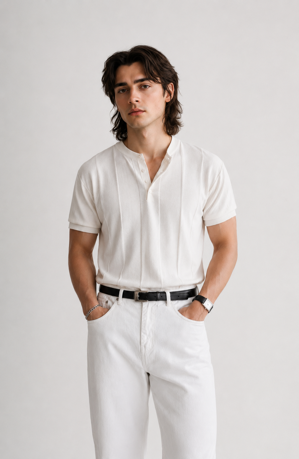 Riviera Fine-Knit Henley Shirt Jovera Joyce