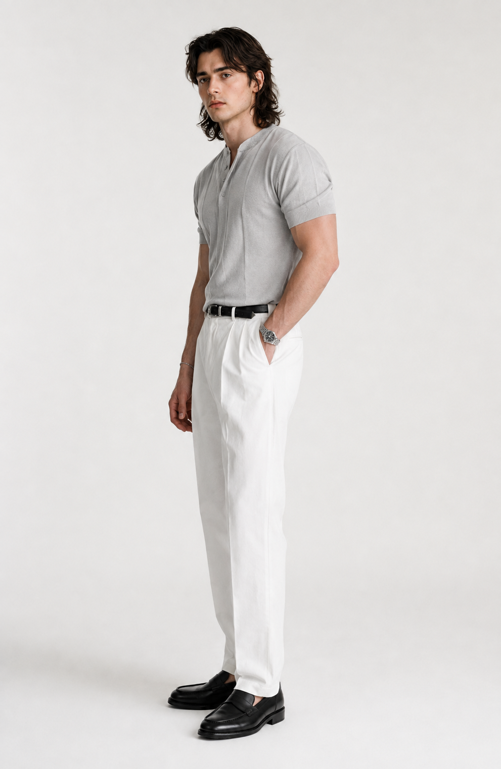 Riviera Fine-Knit Henley Shirt Jovera Joyce