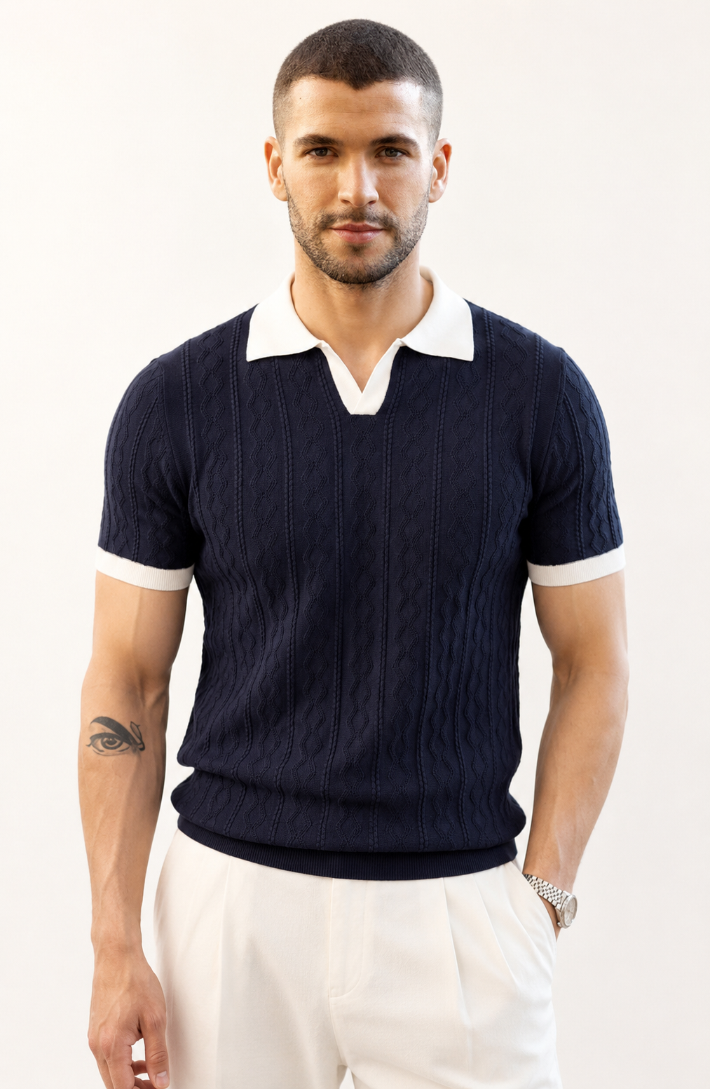 Portofino Contrast Knit Polo Jovera Joyce