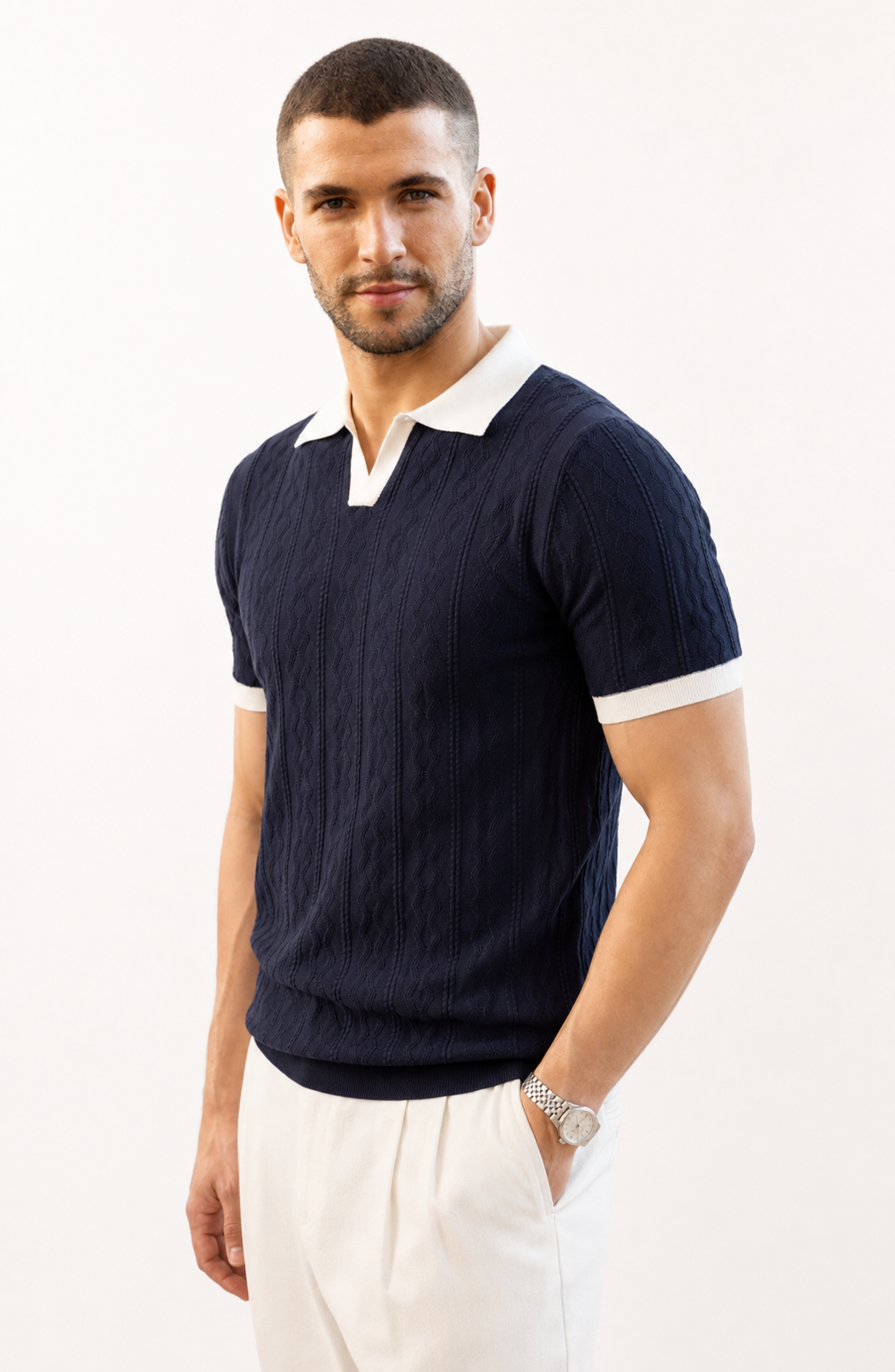 Portofino Contrast Knit Polo Jovera Joyce