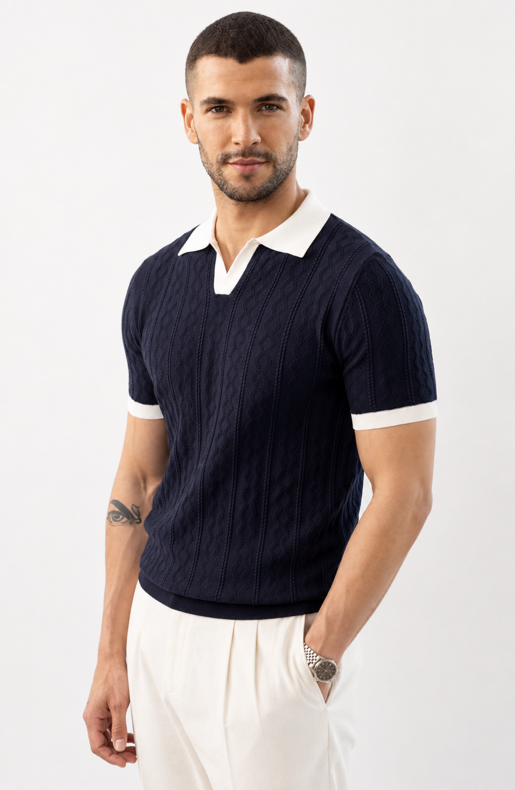 Portofino Contrast Knit Polo Jovera Joyce