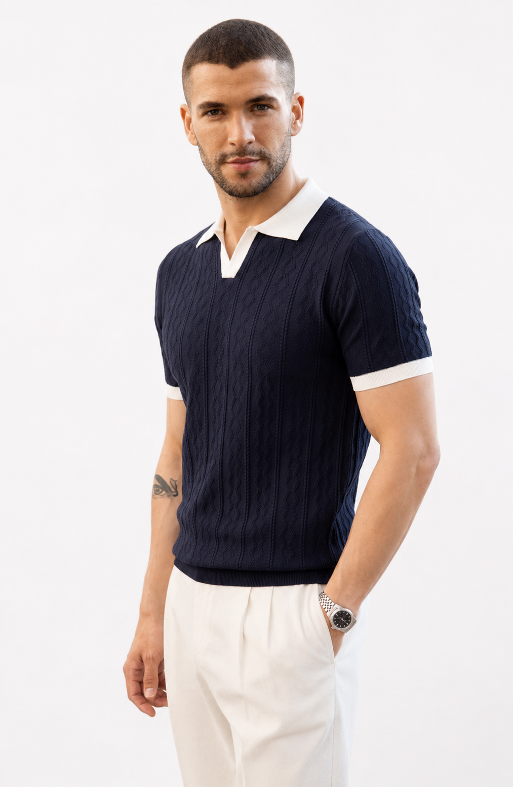 Portofino Contrast Knit Polo Jovera Joyce