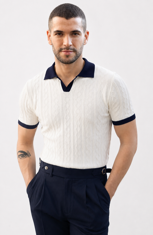 Portofino Contrast Knit Polo Jovera Joyce