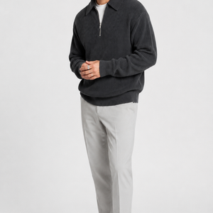 Jovera Joyce Élan Ribbed Zip-Collar Knit Pullover Jovera Joyce