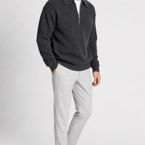 Jovera Joyce Élan Ribbed Zip-Collar Knit Pullover Jovera Joyce