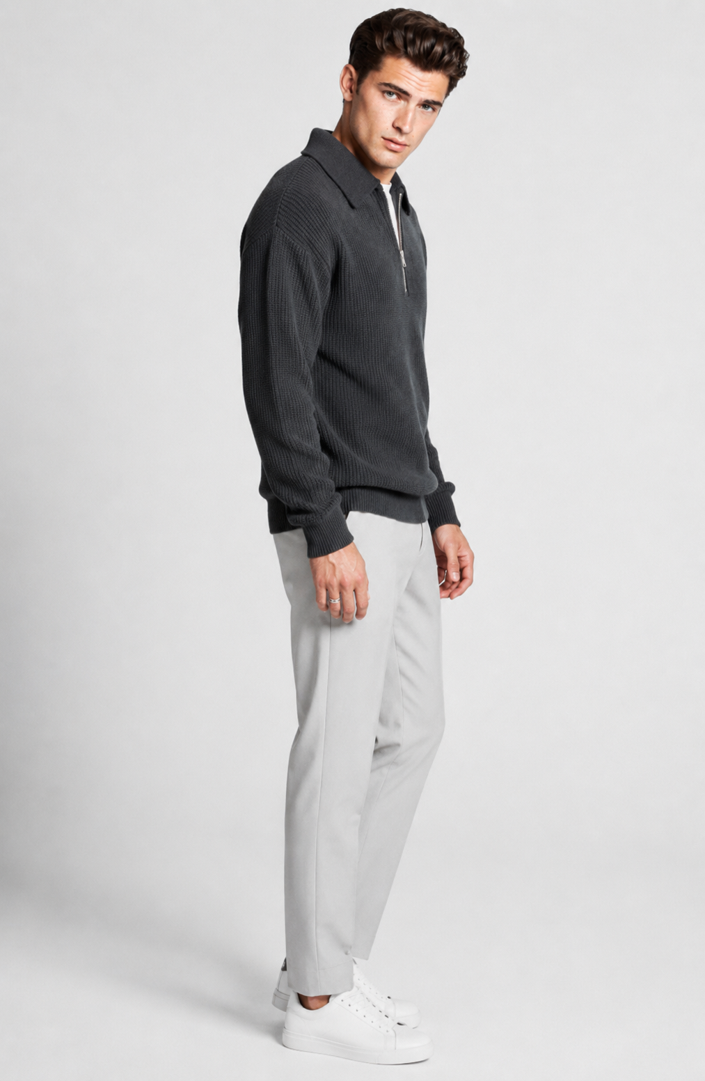 Jovera Joyce Élan Ribbed Zip-Collar Knit Pullover Jovera Joyce