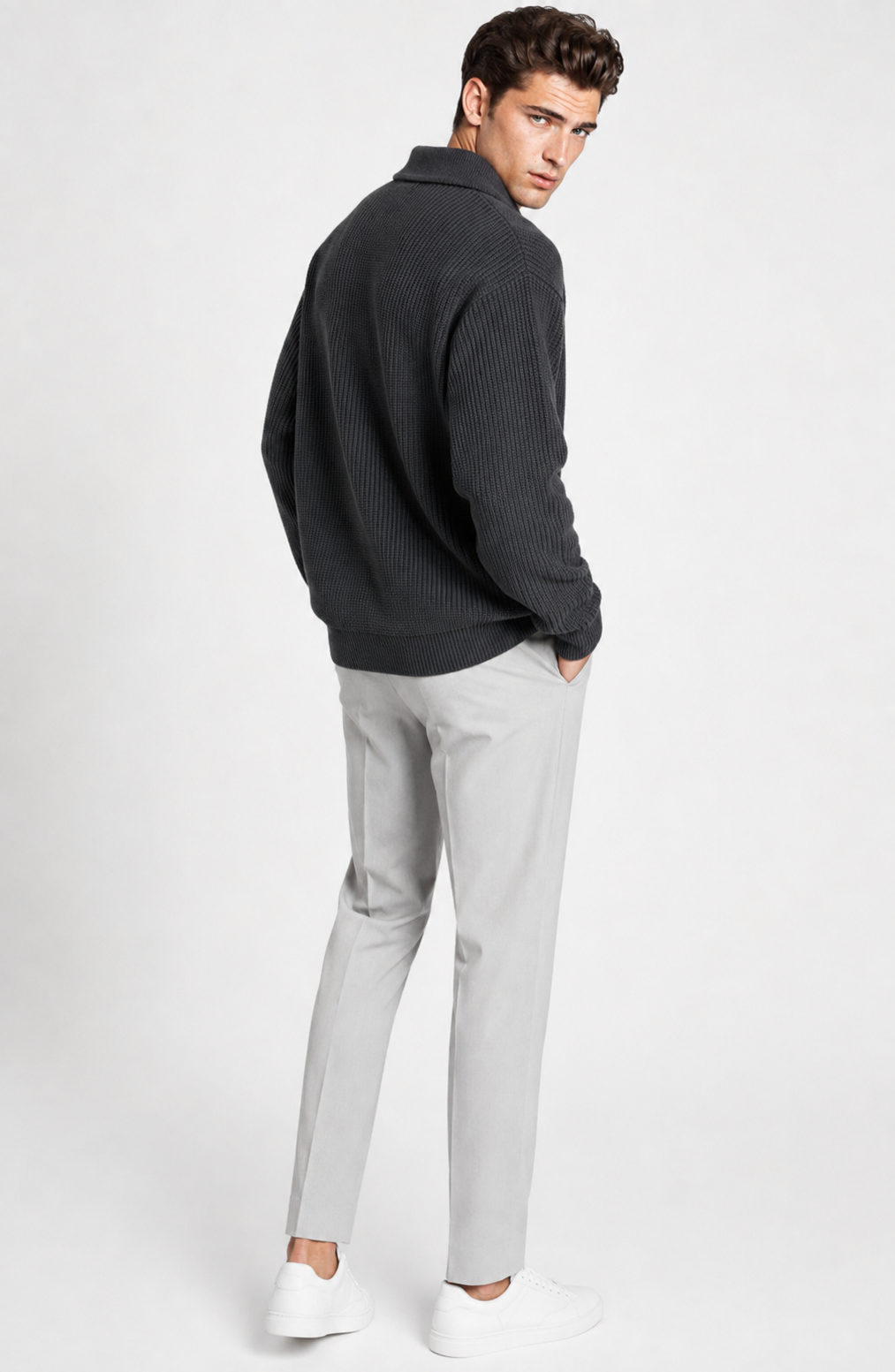 Jovera Joyce Élan Ribbed Zip-Collar Knit Pullover Jovera Joyce