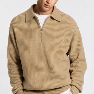 Jovera Joyce Élan Ribbed Zip-Collar Knit Pullover Jovera Joyce