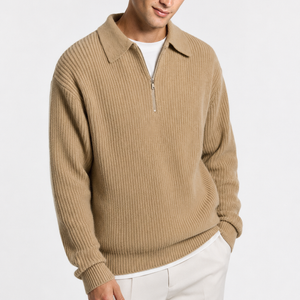Jovera Joyce Élan Ribbed Zip-Collar Knit Pullover Jovera Joyce