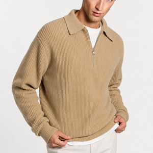 Jovera Joyce Élan Ribbed Zip-Collar Knit Pullover Jovera Joyce