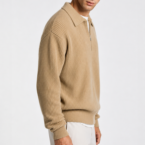Jovera Joyce Élan Ribbed Zip-Collar Knit Pullover Jovera Joyce