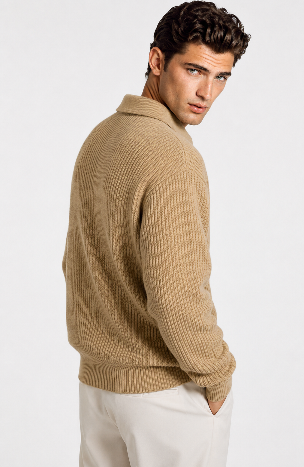 Jovera Joyce Élan Ribbed Zip-Collar Knit Pullover Jovera Joyce