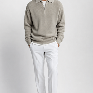 Jovera Joyce Élan Ribbed Zip-Collar Knit Pullover Jovera Joyce
