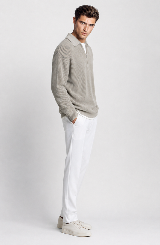Jovera Joyce Élan Ribbed Zip-Collar Knit Pullover Jovera Joyce